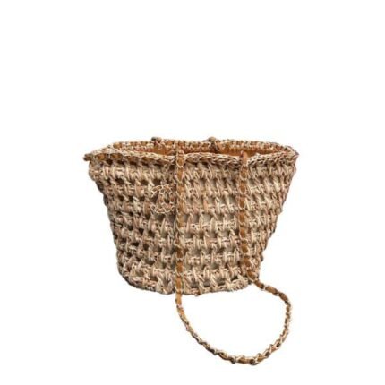 Chanel Straw Shoulder Bags Beige 27Cm