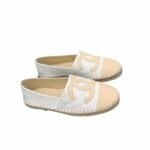 Chanel Cc Espadrilles Slip On White Beige
