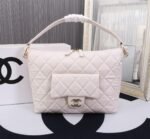 Chanel Maxi Hobo Bag Black Calfskin And Gold Tone Metal White 28Cm As4339 - Image 10