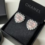 Chanel Heart Motif And Crystal Earrings In Pink - Image 3