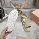 Miumiu Denim Flatform Sandals Colonial Beige 5X402E Csl F0044 F 045 - Image 3