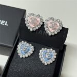 Chanel Heart Motif And Crystal Earrings In Pink - Image 4