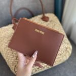 Miu Miu Palmetto Tote Bag Raffia In Tan 30Cm 5Bg206 2Ddh F0A5T - Image 6