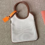 Miumiu Ivy Canvas And Leather Bag Beige 20Cm 5Ba281 Acrn F062F V Olf - Image 4