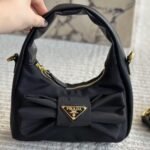 Prada Re Nylon And Nappa Leather Mini Bag With Bow Black 20Cm 1Bc241 Rp0C F0002 V Oxo - Image 2