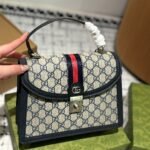 Gucci Ophidia Small Top Handle Bag Beige And Dark Blue 25Cm 651055 96Iwn 4076 - Image 2