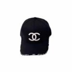 Chanel Cc Cotton Baseball Cap Black