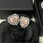 Chanel Heart Motif And Crystal Earrings In Pink - Image 2