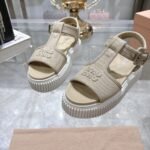 Miumiu Denim Flatform Sandals Colonial Beige 5X402E Csl F0044 F 045 - Image 4