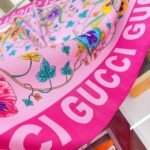 Gucci Floral Print Silk Scarf In Ivory In Pink 90Cm - Image 3