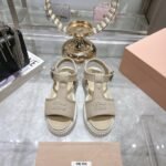 Miumiu Denim Flatform Sandals Colonial Beige 5X402E Csl F0044 F 045 - Image 6