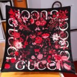 Gucci Women’s Floral Print Silk Carré Square In Red 90Cm - Image 5