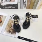 Chanel Shiny Pearl Crystal Cc Heart Thong Sandals Black G39674 X01000 94305 - Image 4