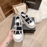 Chanel White Cc Cap Toe Slipon Sneaker Black - Image 4