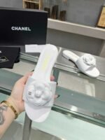 Chanel Camellia Slides White - Image 6