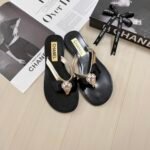 Chanel Thong Slide White Camellia Cc Logo Bow Black - Image 10