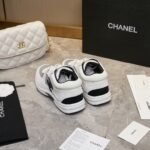 Chanel Suede And Leather Cc Low Top Sneaker White Black - Image 3