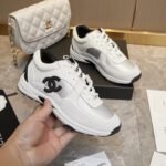 Chanel Suede And Leather Cc Low Top Sneaker White Black - Image 7