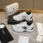 Chanel Suede And Leather Cc Low Top Sneaker White Black - Image 8