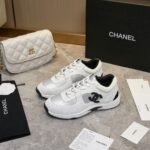 Chanel Suede And Leather Cc Low Top Sneaker White Black - Image 2