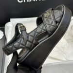 Chanel Quilted Sandals Black G39918 - Image 3