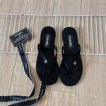 Chanel Thongs Purl Fabric With Silver Cc Logo In Black - Image 6