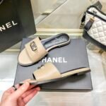 Chanel Slippers With Cc Silver Hardware Beige - Image 5
