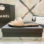 Chanel Slippers With Cc Silver Hardware Beige - Image 2