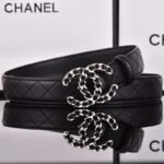 Chanel Cc Belt Silver Chain And Black Leather 28Mm - Image 4