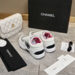 Chanel Suede And Leather Cc Low Top Sneaker White Pink - Image 3