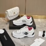 Chanel Suede And Leather Cc Low Top Sneaker White Pink - Image 8