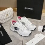 Chanel Suede And Leather Cc Low Top Sneaker White Pink - Image 2