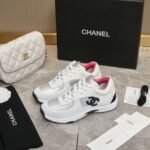 Chanel Suede And Leather Cc Low Top Sneaker White Pink - Image 9