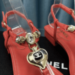 Chanel Shiny Pearl Crystal Cc Heart Thong Sandals Red G39674 X01000 0S084 - Image 4