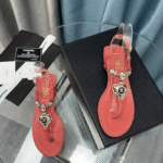 Chanel Shiny Pearl Crystal Cc Heart Thong Sandals Red G39674 X01000 0S084 - Image 8