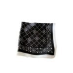 Chanel Square Scarf Silk Twill Black