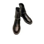 Chanel Ankle Boots With Side Zip Chain Black