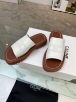 Celine Clea Triomphe Slide In Vegitable Tan White - Image 3