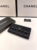 Chanel Long Flap Wallet Caviar Leather Black 19Cm - Image 4