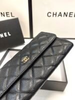 Chanel Long Flap Wallet Caviar Leather Black 19Cm - Image 9