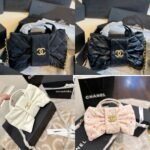 Chanel Mini Bow Bag Velvet Effect Nylon And Gold Tone Metal Black 21Cm As5851 B22154 94305 - Image 6