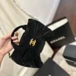 Chanel Mini Bow Bag Velvet Effect Nylon And Gold Tone Metal Black 21Cm As5851 B22154 94305 - Image 5