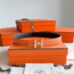 Hermes H Infini Belt Buckle And Reversible Leather Strap 24Mm Gold Orange H011744Ud26 - Image 2