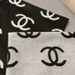 Chanel Wool Cashmere Cc Scarf Black White 180Cm - Image 9