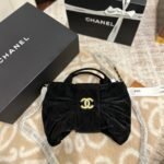 Chanel Mini Bow Bag Velvet Effect Nylon And Gold Tone Metal Black 21Cm As5851 B22154 94305 - Image 3