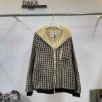 Miumiu Fleece Lined Checked Blouson Jacket Dark Brown Ml1358 18Aa F049P S Ooo - Image 2