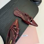 Miumiu Leather Slingback Ballerinas With Buckles Red 5F476E 069 F0D27 F 010 - Image 5