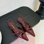 Miumiu Leather Slingback Ballerinas With Buckles Red 5F476E 069 F0D27 F 010 - Image 3