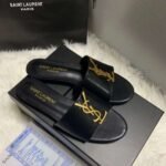 Saint Laurent Logo Slippers Black - Image 2