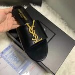 Saint Laurent Logo Slippers Black - Image 6
